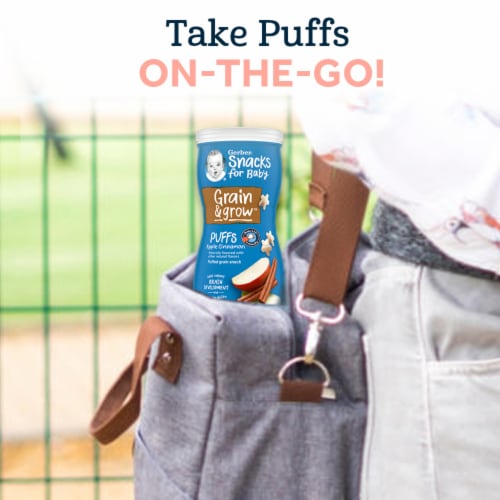 Gerber Snacks for Baby Grain and Grow Puffs Apple Cinnamon Perspective: right
