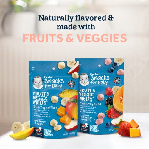 Gerber Snacks for Baby Fruit and Veggie Melts Baby Snack Very Berry Blend 1 oz Bag Perspective: right