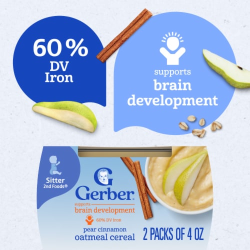 Gerber® 2nd Foods Pear Cinnamon with Oatmeal Cereal Stage 2 Baby Food