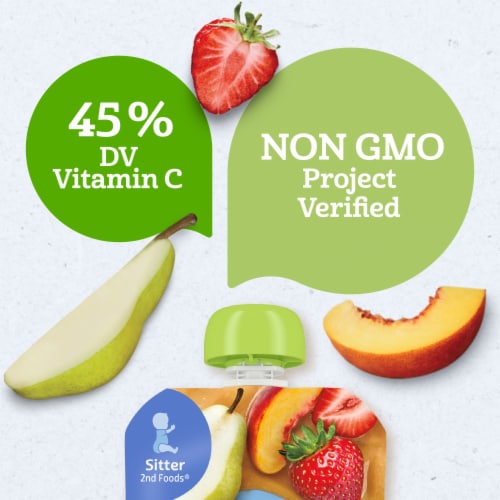 Gerber® 2nd Foods Organic Pear Peach Strawberry Baby Food Perspective: right