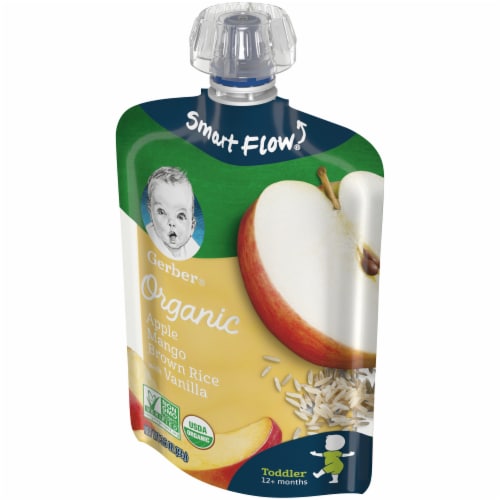 Gerber Organic Toddler Apple Mango Brown Rice with Vanilla Baby Food Pouch Perspective: right