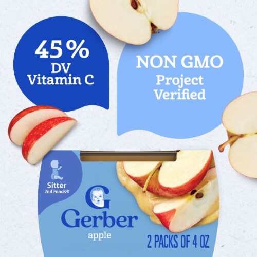 Gerber Stage 2 Baby Food Apple Puree Tubs Baby Puree Perspective: right
