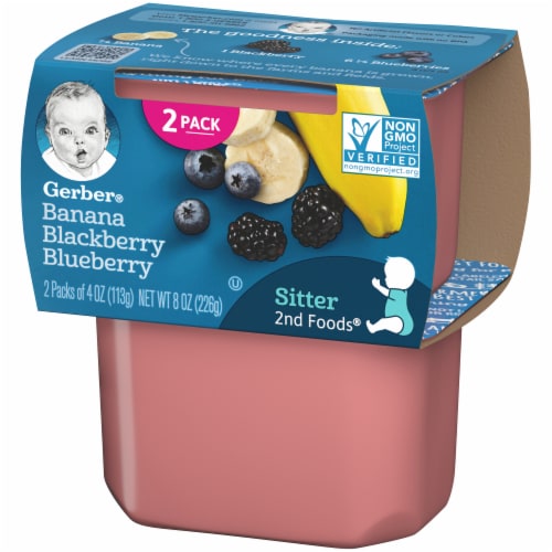 Gerber® 2nd Foods® Banana Blackberry Blueberry Stage 2 Baby Food Perspective: right