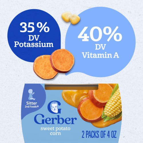 Gerber 2nd Foods Natural for Baby Veggie Power Baby Food Sweet Potato Corn Perspective: right