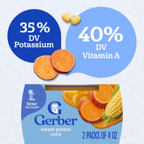 Gerber 2nd Foods Natural for Baby Veggie Power Baby Food Sweet Potato Corn Perspective: right
