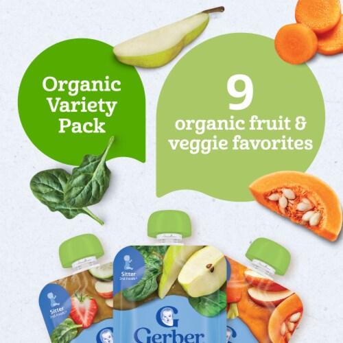 Gerber 2nd Foods Organic for Baby Fruit & Veggie Variety Pack Pouch Perspective: right