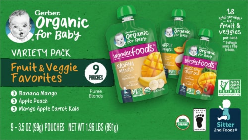 Gerber 2nd Foods Organic Variety Pack Stage 2 Baby Food Perspective: right