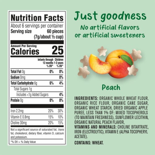 Gerber Baby Snacks Organic Puffs Peach Baby Food Perspective: right