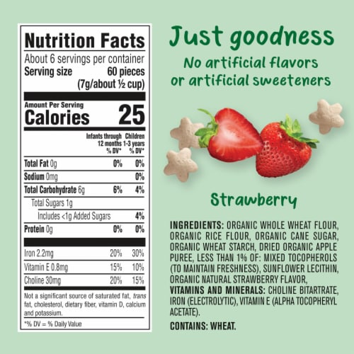 Gerber Baby Snacks Organic Puffs Strawberry Baby Food Perspective: right