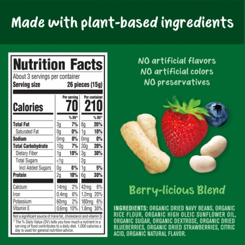 Gerber Toddler Food Organic Lil Crunchies Plant-tastic Berry Blend Toddler Snacks Perspective: right