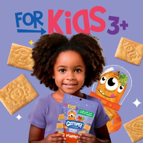 Get'ems from Gerber Maple Space Crackers Kids Snack Made with Real Veggies & Fruits Iron & Vitamin E Perspective: right