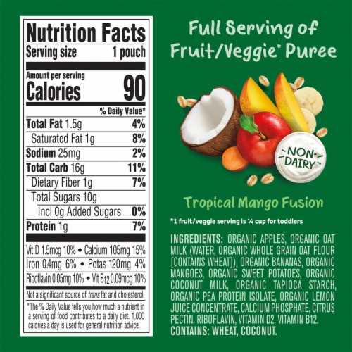 Gerber Organic Baby Food Toddler Plant-tastic Tropical Mango Fusion Fruit and Yogurt Alternative Perspective: right