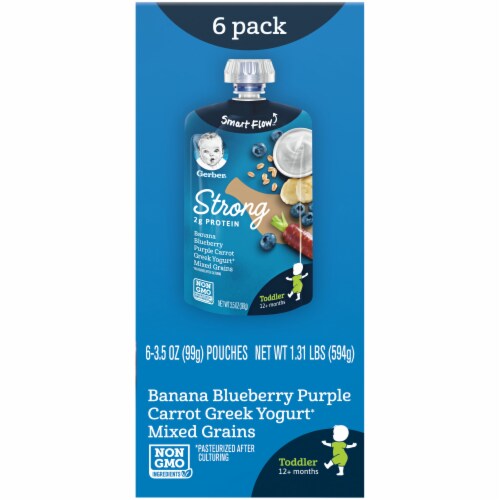 Gerber® Strong Toddler Banana Blueberry Purple Carrot Greek Yogurt Mixed Grains Food Pouches Perspective: right