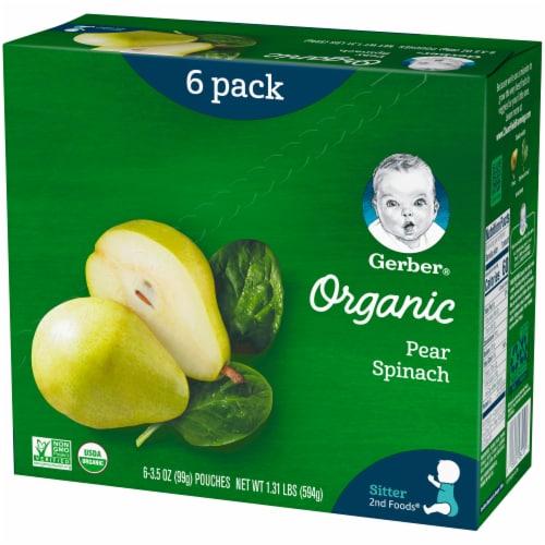 Gerber Organic 2nd Foods Pear Spinach Baby Food Perspective: right