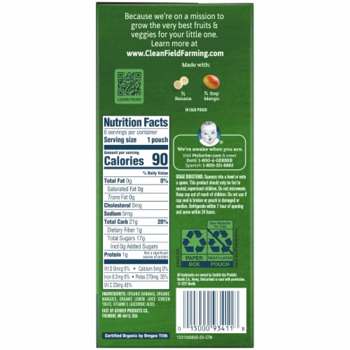 Gerber Organic 2nd Foods Banana Mango Baby Food Perspective: right
