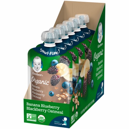 Gerber® Organic 2nd Foods Banana Blueberry Blackberry Oatmeal Baby Food Perspective: right