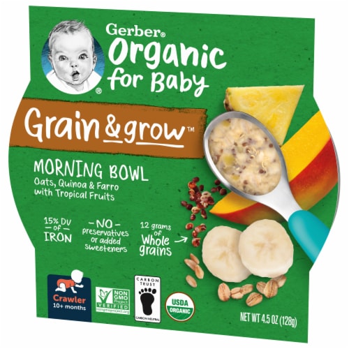 Gerber® Organic Grain & Grow™ Morning Bowl Tropical Fruits Baby Cereal Perspective: right