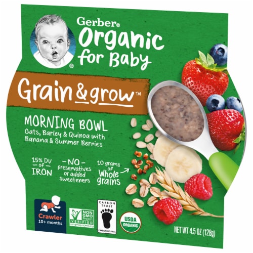 Gerber® Organic Grain & Grow™ Morning Bowl Summer Berries Baby Cereal Perspective: right