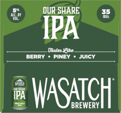 Wasatch® Brewery Our Share IPA Beer Perspective: right