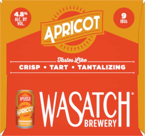 WaSatch Brewery Apricot Hefeweizen Beer Perspective: right