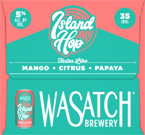 WaSatch Brewery Island Hop Tropical IPA Perspective: right