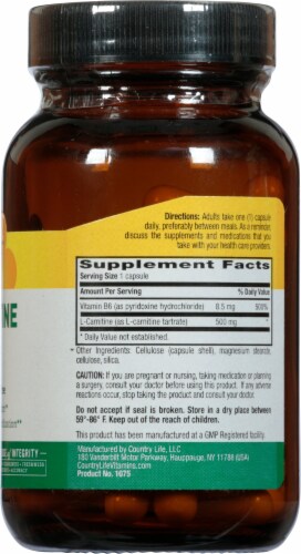 Country Life L-Carnitine 500 mg Vegan Capsules Perspective: right