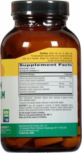 Country Life® Calcium 1000 mg & Magnesium 500 mg Tablets Perspective: right