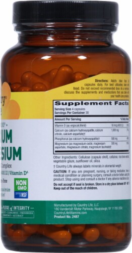 Country Life® Calcium Magnesium Vitamin D Complex Vegetarian Capsules Perspective: right