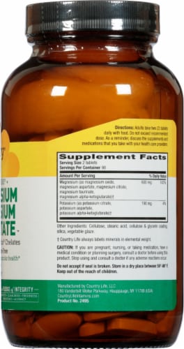 Country Life® Magnesium Potassium & Aspartate Thin Tablets Perspective: right