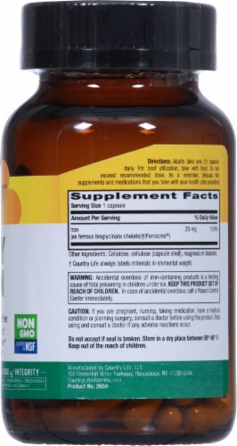 Country Life® Easy Iron Vegetarian Capsules 25mg Perspective: right