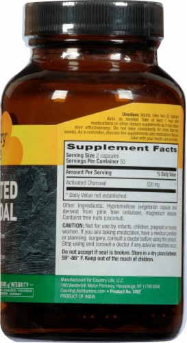 Country Life® Activated Charcoal Capsules 260mg Perspective: right