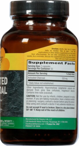 Country Life® Activated Charcoal Capsules 260mg Perspective: right