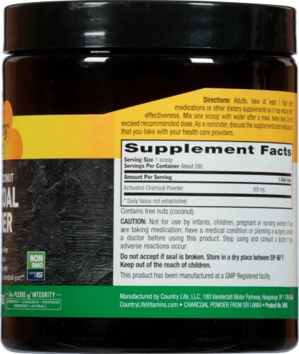 Country Life Activated Coconut Charcoal Powder Perspective: right