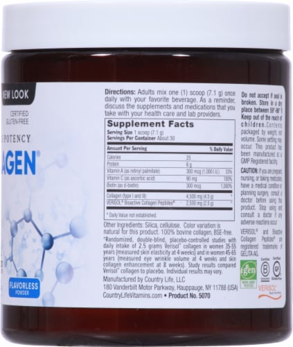 Country Life® Maxi-Collagen 7000 Types I & III Grass-Fed Collagen Perspective: right