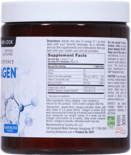 Country Life® Maxi-Collagen 7000 Types I & III Grass-Fed Collagen Perspective: right