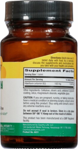Country Life Vitamin B2 Tablets 100mg 100 Count Perspective: right