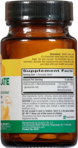 Country Life MethylFolate Orange Flavor Smooth Melts 800 mcg Perspective: right