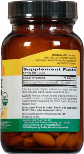 Country Life Folate 400 mcg Orange Flavor Chewable Wafers Perspective: right