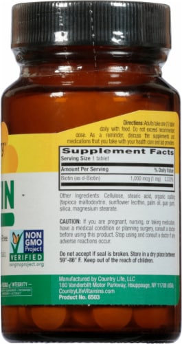 Country Life 1000 Mcg High Potency Biotin Perspective: right