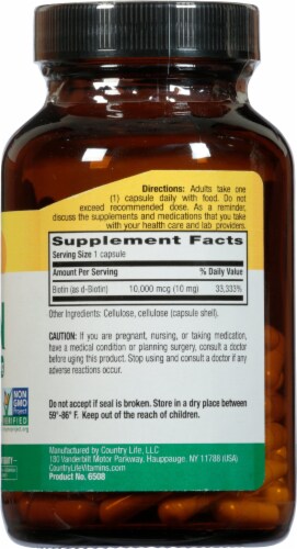 Country Life® Biotin Vegetarian Capsules 10 mg Perspective: right