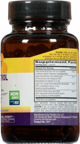 Country Life Resveratrol Plus Vegetarian Capsules Perspective: right