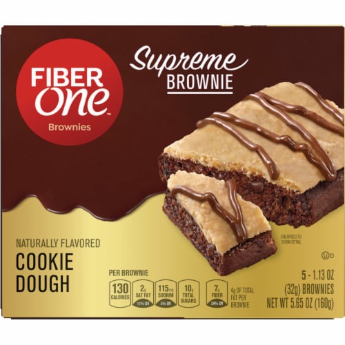 Fiber One Cookie Dough Supreme Brownies Low Calorie Snack Bars Perspective: right