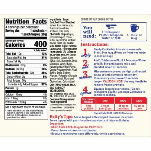 Betty Crocker™ Chocolate Chip Cookie Mix with Fudge Topping Mug Treats Perspective: right