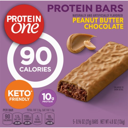 Protein One 90 Calorie Peanut Butter Chocolate Fudge Keto Friendly Protein Bars Perspective: right
