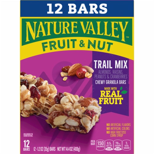 Nature Valley Whole Grain Trail Mix Chewy Fruit and Nut Granola Bars Lunch Box Snacks Perspective: right