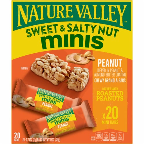 Nature Valley Whole Grain Peanut Sweet and Salty Nut Chewy Mini Granola Bars Snacks Perspective: right