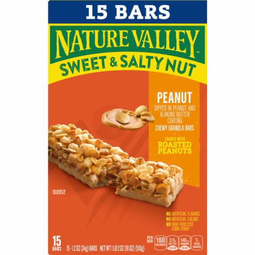 Nature Valley Whole Grain Peanut Sweet and Salty Nut Chewy Granola Bars Snacks Perspective: right