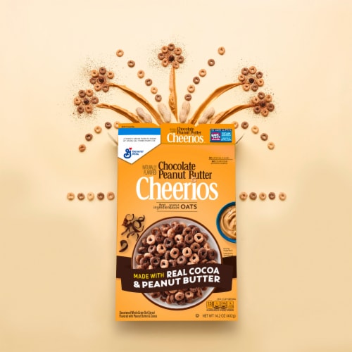 General Mills Chocolate Peanut Butter Cheerios Large Size Cereal Perspective: right