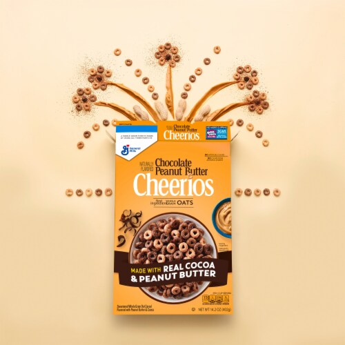 General Mills Chocolate Peanut Butter Cheerios Large Size Cereal Perspective: right