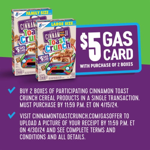 General Mills Cinnamon Toast Crunch Family Size Cereal Perspective: right